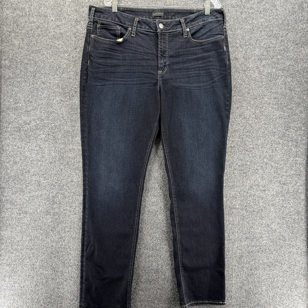 Silver Jeans Womens 18 /L32 Dark Blue Avery Straight Stretch Denim Casual Preppy